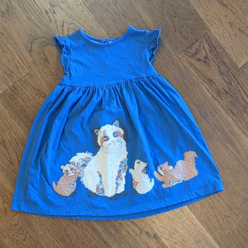 Mini Boden Blue Dress with Cute Animal Design